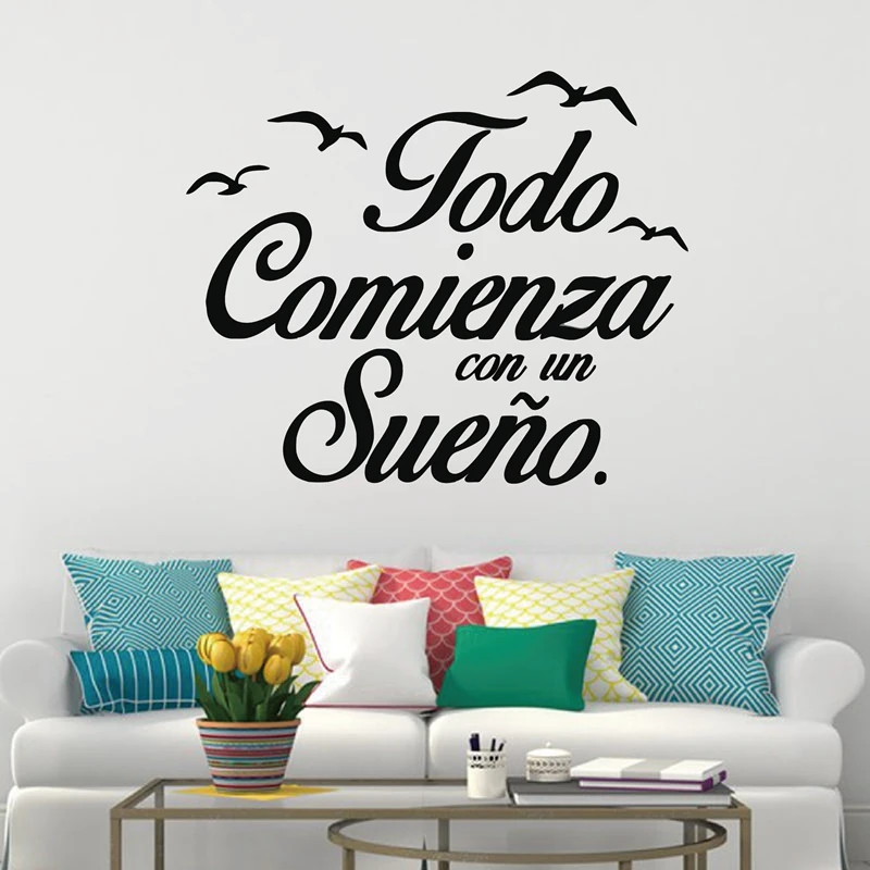 Spanish Wall Decal Vinyl Stickers Motivation Quote Wall Stickers Kids Bedroom Art Decoration wall decal stickers