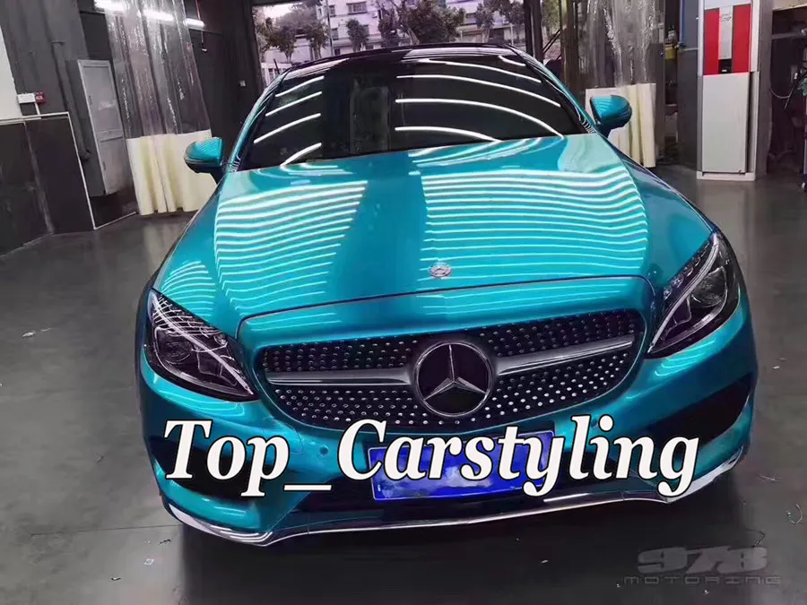 gloss metallic sky blue car wrapping film with air bubble free 3M APA (2)