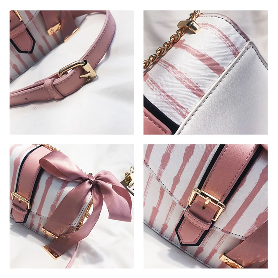 Luxury Striped Women Handbag Chain Bow Women Shoulder Messenger Bag Cute Pu Leather Mobile Phone Handbag Brand Evening Bag 2018 Luxury Striped Women Handbag Chain Bow Women Shoulder Messenger Bag Cute Pu Leather Mobile Phone Handbag Brand Evening Bag 2018