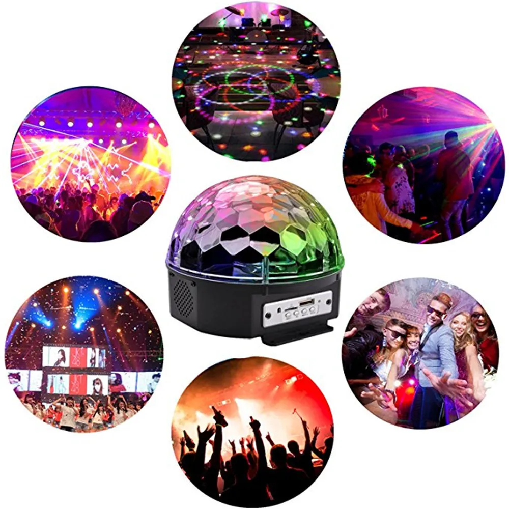 Диско-Шар вечерние светильник s, 9 цветов вращающийся светодиодный диско-сценический DJ светильник s Звуковой активированный Кристалл Волшебный светильник-проектор с пультом дистанционного управления
