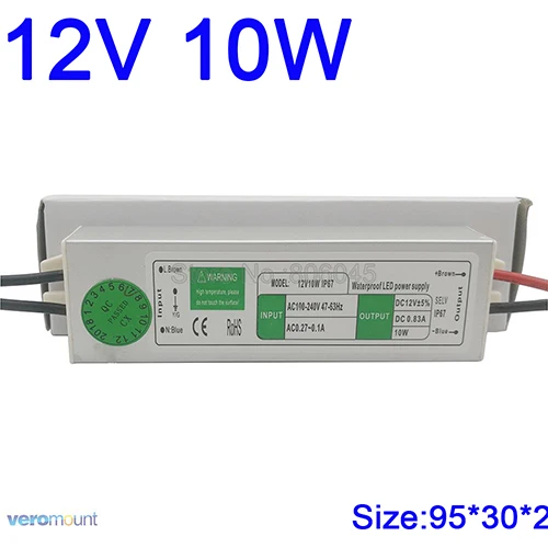 Водонепроницаемый IP67 Светодиодный драйвер переменного тока в постоянный 12 в 10 Вт 15 Вт 20 Вт 25 Вт 30 Вт 36 Вт 45 Вт 50 Вт 60 Вт 80 Вт 100 Вт 120 Вт 150 Вт источник питания для светодиодных лент светильник - Цвет: 12V 10W