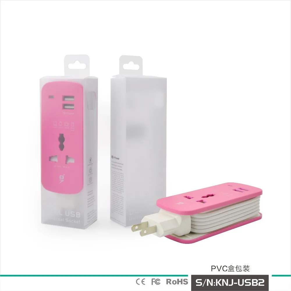 

High Quality Power Cord 2 USB Ports ++One Outlet Wall Socket Charger Power Strip Travel/Home US EU UK Plug For Smartphone