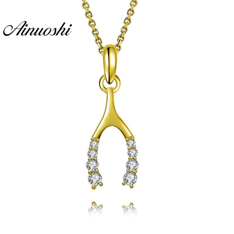 

AINUOSHI Real 14K Solid White/Yellow Gold Pendant U Shaped Design Sona Diamond Ice Out Alphabet Pattern Charm Separate Pendant