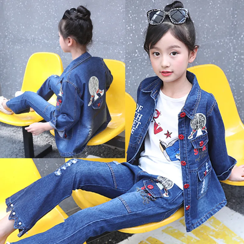 

2019 Autumn Kids Clothing Set Girls Denim Girls Clothes Set 4 5 6 7 8 9 10 10 12 Years Children Clothing Set Girls Fashion 3 Pcs