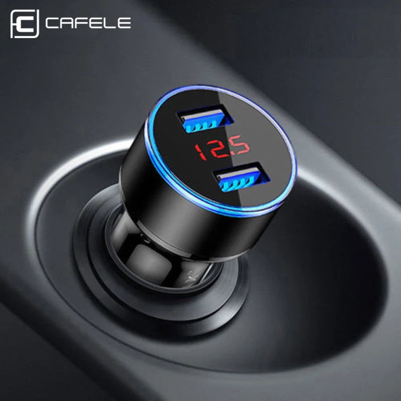 

CAFELE LED Dual USB Car Charger output 3.1A fast charging Mobile Phone Travel Adapter Cigar Lighter DC 12-24V Car Phone Charger