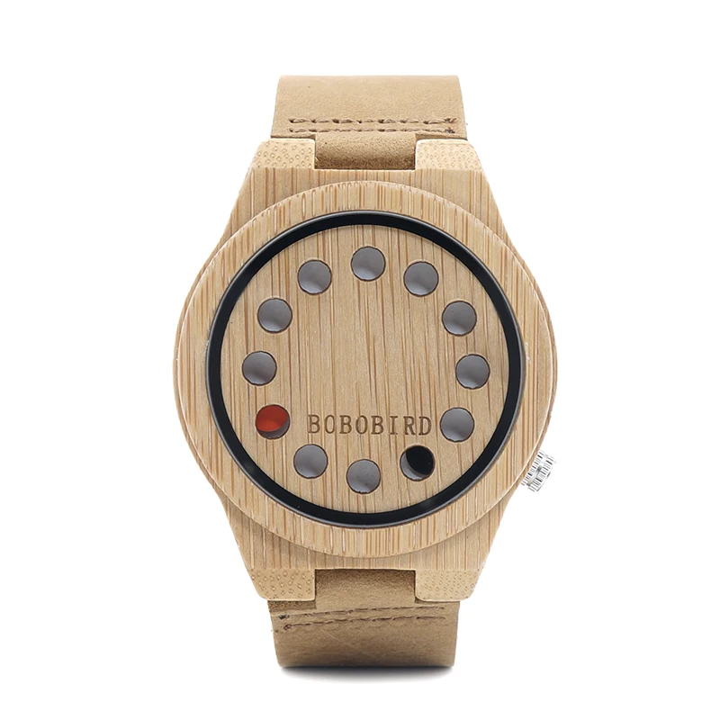 BOBO BIRD LA04 Bamboo Men Wristwatch Top Luxury Brand Fashion Watches with Leather Band for Men in Gift Box.