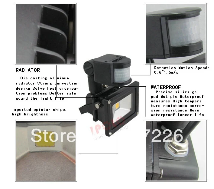 

Promotion PIR Motion Sensor LED Flood light Advertising lamp AC85-265V IP65 20W LED Floodlight detective Sensor lamp