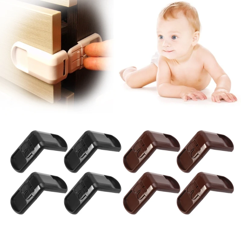Care Baby 4Pcs Baby Child Safety Lock Door Buckle Drawer Cabinets Anti Pinch Hand Protect Convenient