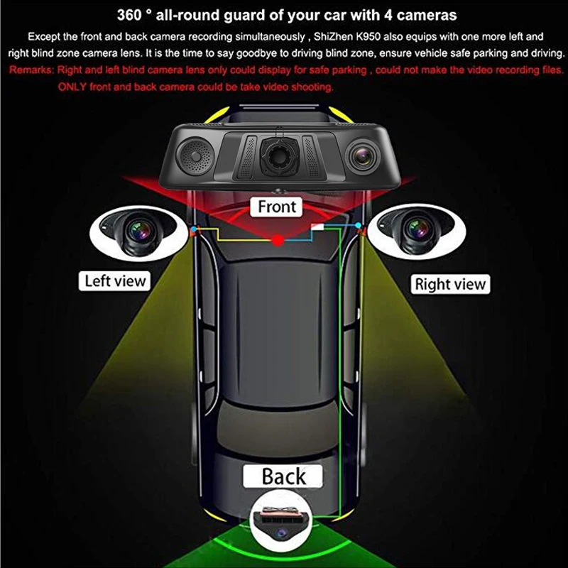 WHEXUNE 1" Touch ADAS Android 5,1 Full 1080P Автомобильный видеорегистратор 4G видео рекордер зеркало заднего вида с DVR камерой 8 ядер 4 канала