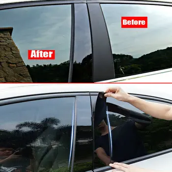 

8x Window Pillar Trim Set 8pcs/set Waterproof C plastic Black Accessory