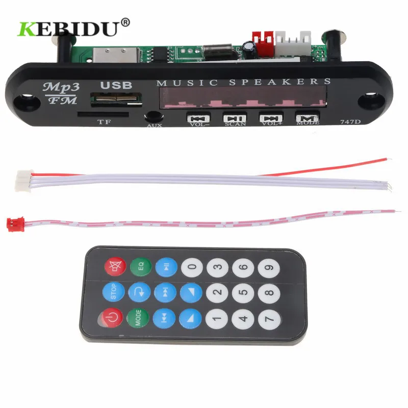 MP3 модуль Kebidu 5 в 12 В постоянного тока декодер плата TF FM радио аудио mp3 плеер AUX 3 мм