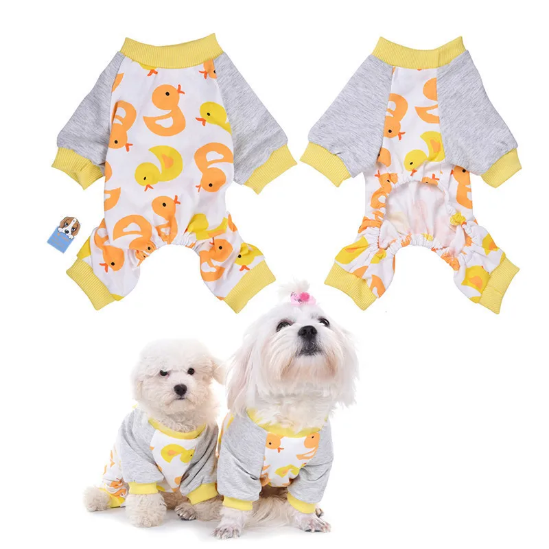 TAONMEISU/Милая Одежда для собак с рисунком утки; Хлопковая пижама; комбинезон для собак; мягкий уютный теплый комбинезон для щенков; одежда для сна