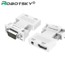 Robotsky HDMI to VGA Adapter with Audio Female to Female AV Converter Connector for XBOX360 PS3 TV Box Projector