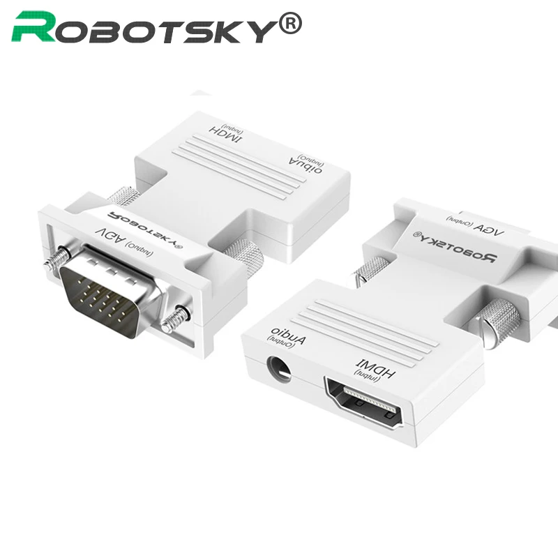 Robotsky hdmi إلى vga محول مع الصوت av تحويل الإناث إلى الإناث موصل ل xbox360 ps3 التلفزيون مربع العرض Robotsky hdmi إلى vga محول مع الصوت av تحويل الإناث إلى الإناث موصل ل xbox360 ps3 التلفزيون مربع العرض