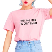 Хит, забавная женская футболка Once You Jimin You Can't Jimout, Корейская стильная рубашка Tumblr, модная хипстерская рубашка, топы с коротким рукавом, футболка