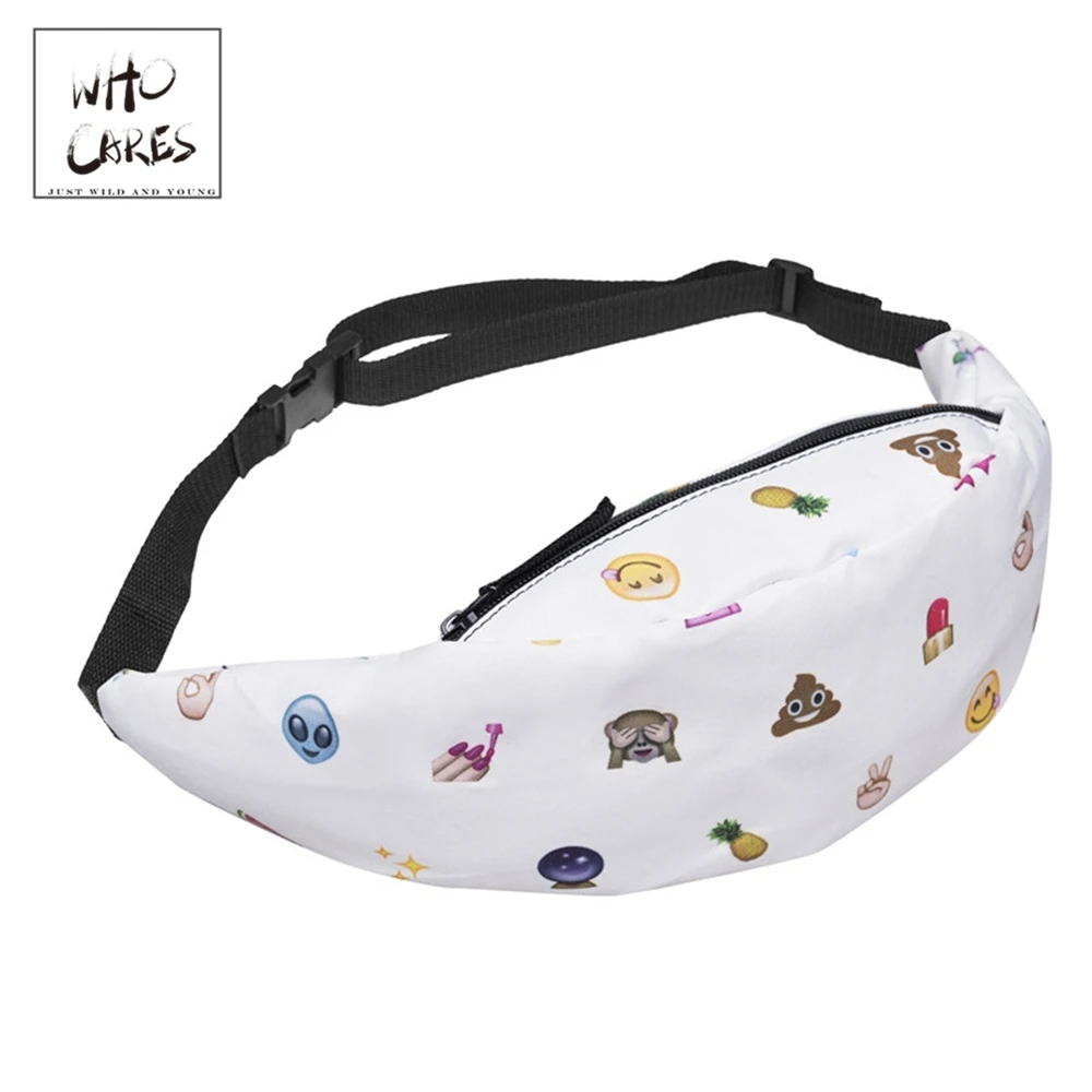

WHO CARES Jogging Waist Bag nerka Fanny Packs Fitness Belt Bag Emoji White background Printing Waist Pack Chest Phone Pouch make