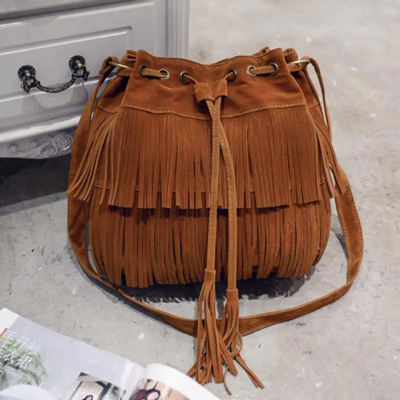 Us 6 26 7 Off Vintage Women Messenger Bag Fringe Female Crossbody With Tassels Faux Suede Handbag Shoulder For Las High Quality In