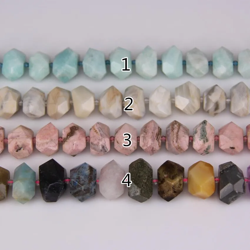 

more stones choice,Natural Stones Faceted Nugget Beads Pendants,Large Hole 2.0mm Raw Gems Center Drilled Cut Slabs for Necklace