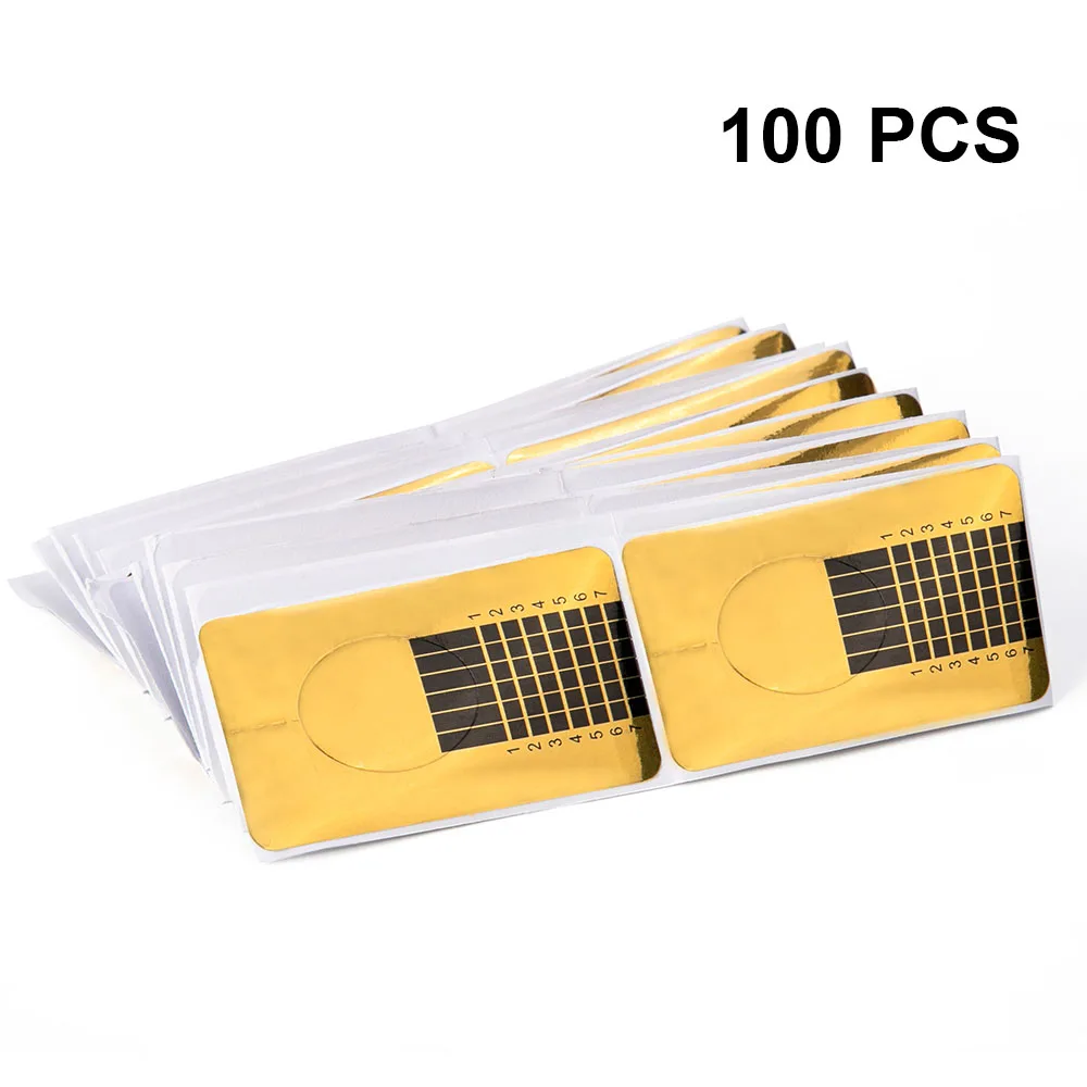 100pcs 100/50/20 штук формы ногтя профессиональная акриловая Кривая Наращивание ногтей направляющая Форма для ногтей Curl советы Трафареты и марки 29 - Цвет: 100pcs