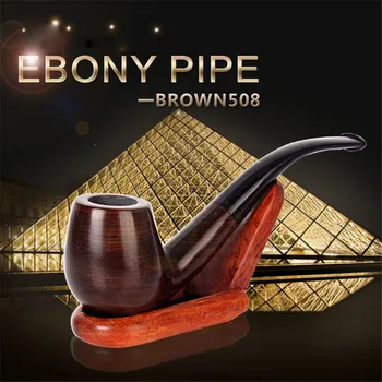 

High Quality Handmade Smoking Accessory Polished Solid Wood Ebony Bent Tobacco Pipe Cigarette Filter Pipe Tool Creative Gift