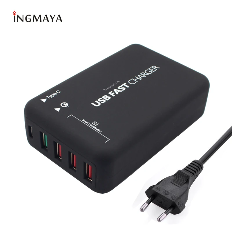 

TESSIN Quick Charge 3.0 USB Charger 5 Port 5V6A Type C Charge Station For iPhone iPad Samsung Huawei Meizu Xiaomi LG AC Adapter