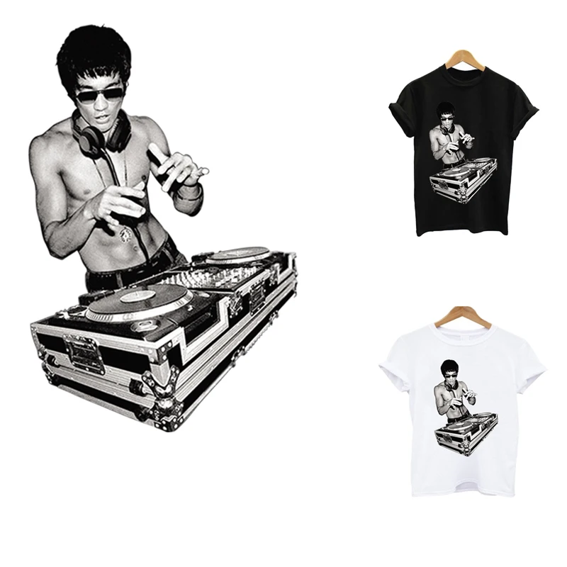 

Bruce Lee patches stripes thermo stickers on clothes application of one iron on transfers for clothing heat-sensitive patch Top