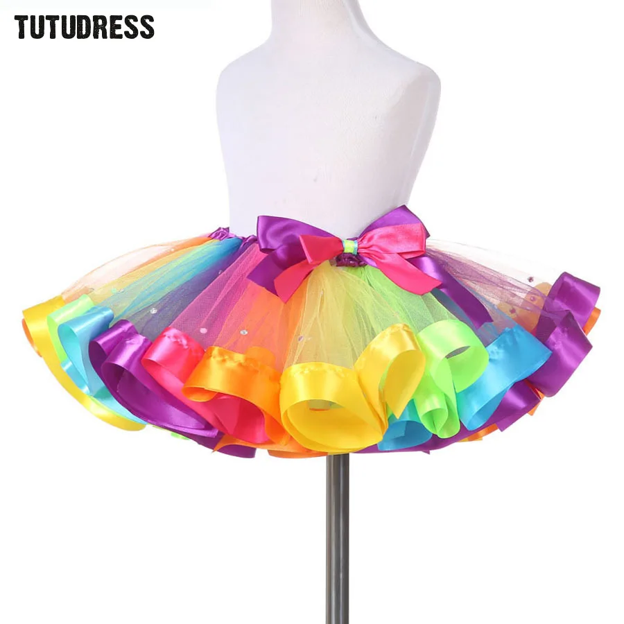 

Baby Girls Rainbow Tutu Skirt Kids Tulle Skirt Children Baby Tutus Dancing Pettiskirt Cute Dancewear Princess Ballet Skirt 1-13Y