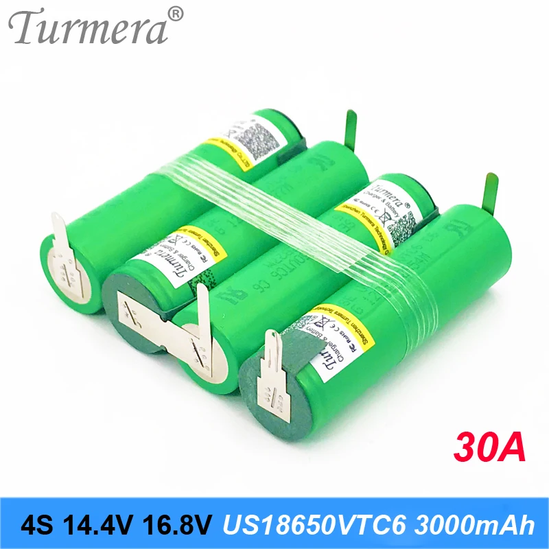 3S 12,6 V 4S 16,8 V аккумулятор US18650VTC6 3000mah 30A ток разряда для шуруповерта батареи(по заказу