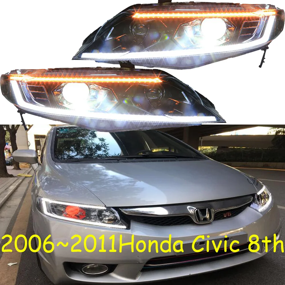 Видео автомобили стайлинг фары для CIVIC 8th фар DRL 2006 2007 2008 2009 2010 2011 год светодиодные ходовые огни би-ксенон, противотуманная