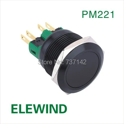 

ELEWIND 22mm Black aluminum Latching push button switch(PM221F-11Z/A)