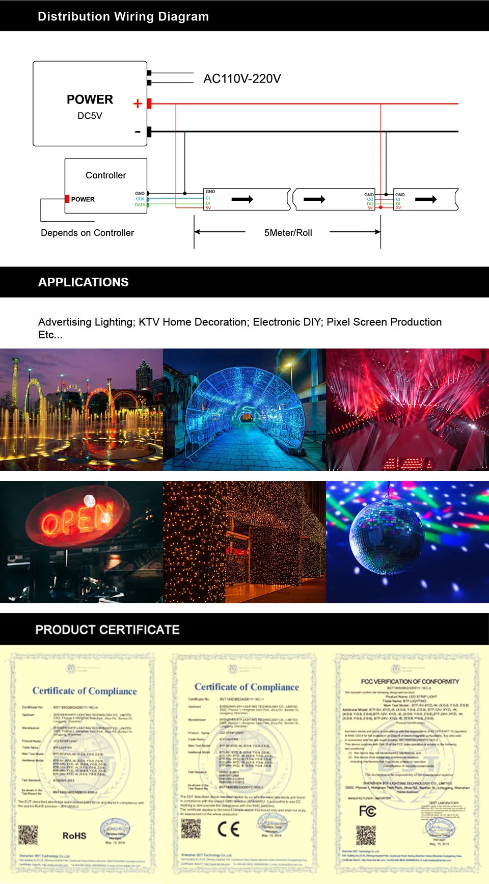 WS2801 DC5V 1 м/2 м/3 м/4 м/5 м 32 светодиодный s/m 2801 чип светодиодный 5050 RGB лента 12 мм индивидуально Адресуемая лента полный мечта цветной светильник IP67