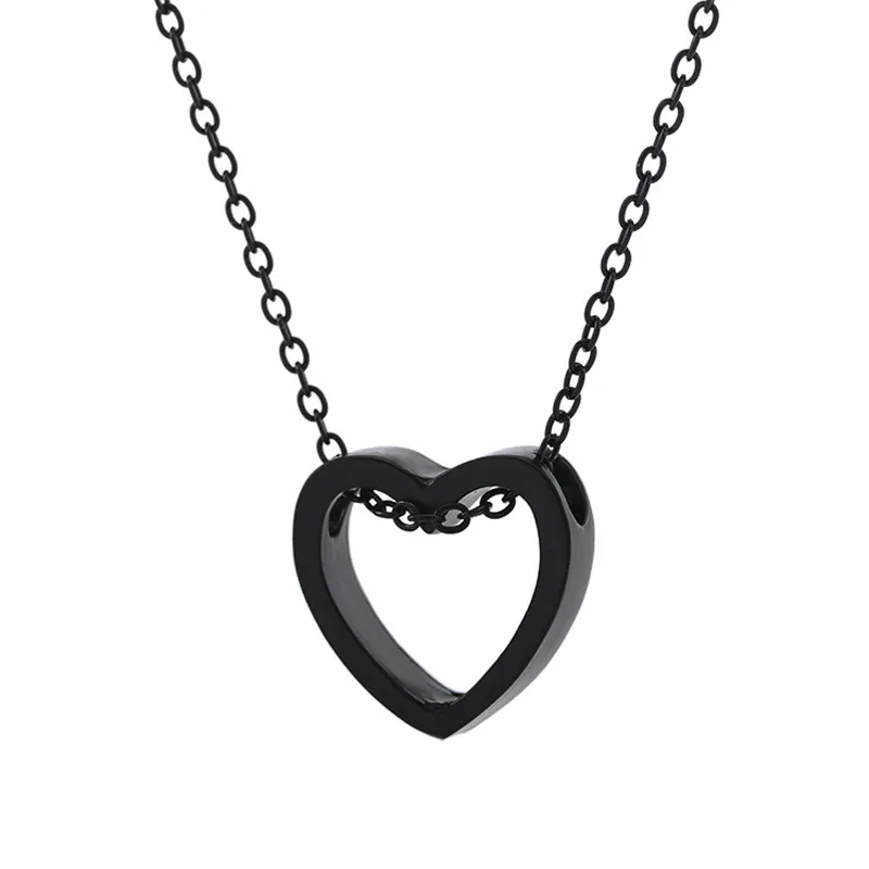 Модное ожерелье с сердцем для женщин черный золотой серебряный цвет Металл полые Простые Ювелирные изделия Кулон свадебный подарок - Окраска металла: 3