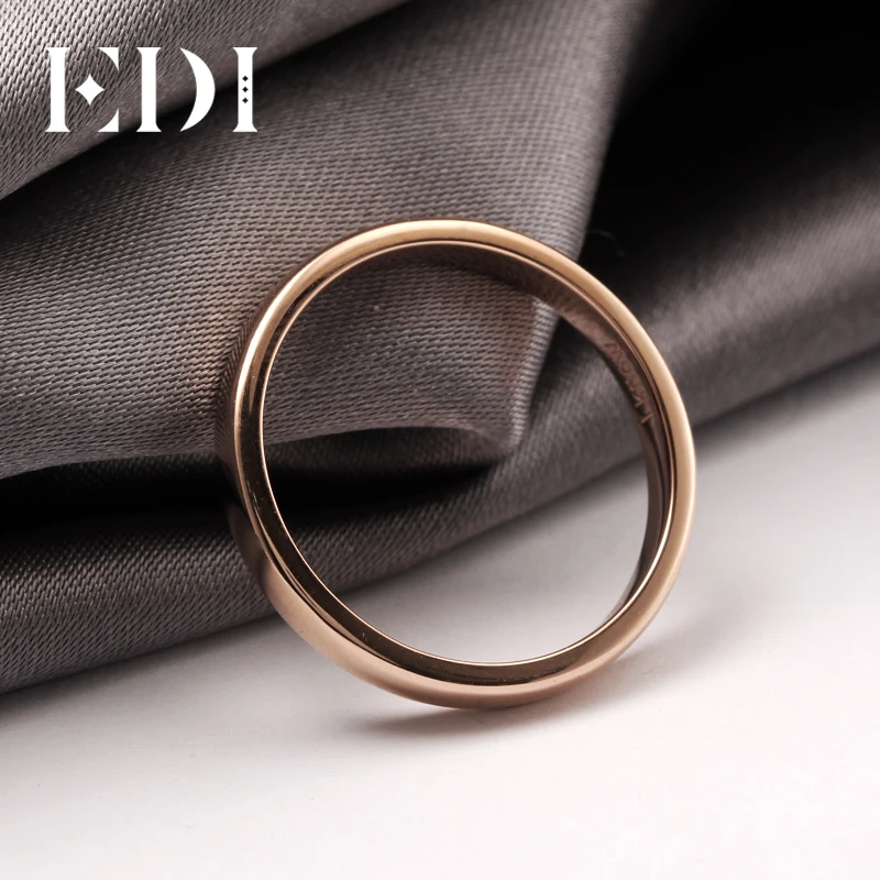 EDI простой 3 мм гладкое Золотое кольцо блестящее Настоящее розовое золото 18 К Гладкий мужской и женский тонкий браслет в Подарок на годовщину свадьбы универсальный браслет подарок