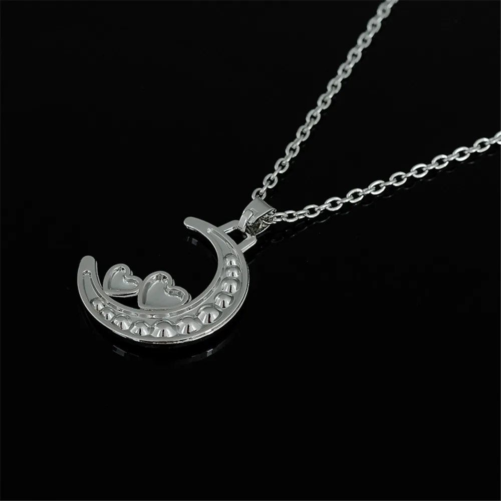 Ожерелье с Луной из кристаллов двумя сердечками I Love You To The Moon And Back|Цепочки| |