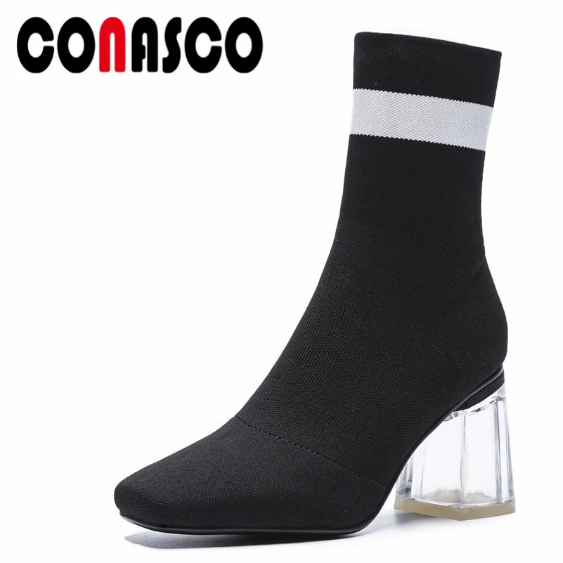 

CONASCO 1Fashion Women Ankle Boots Autumn Winter Warm High Heels Shoes Woman Concise Elegant Casual High Quality Martin Boots
