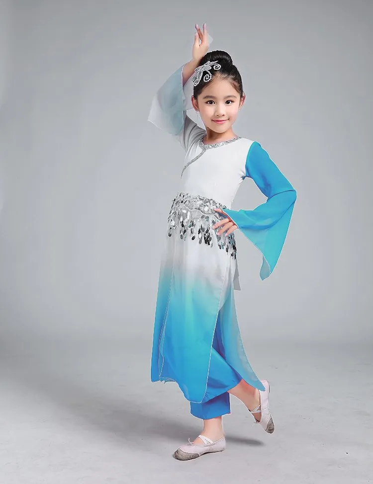 Детские Классические танцевальные костюмы Hanfu Янко для девочек элегантная
