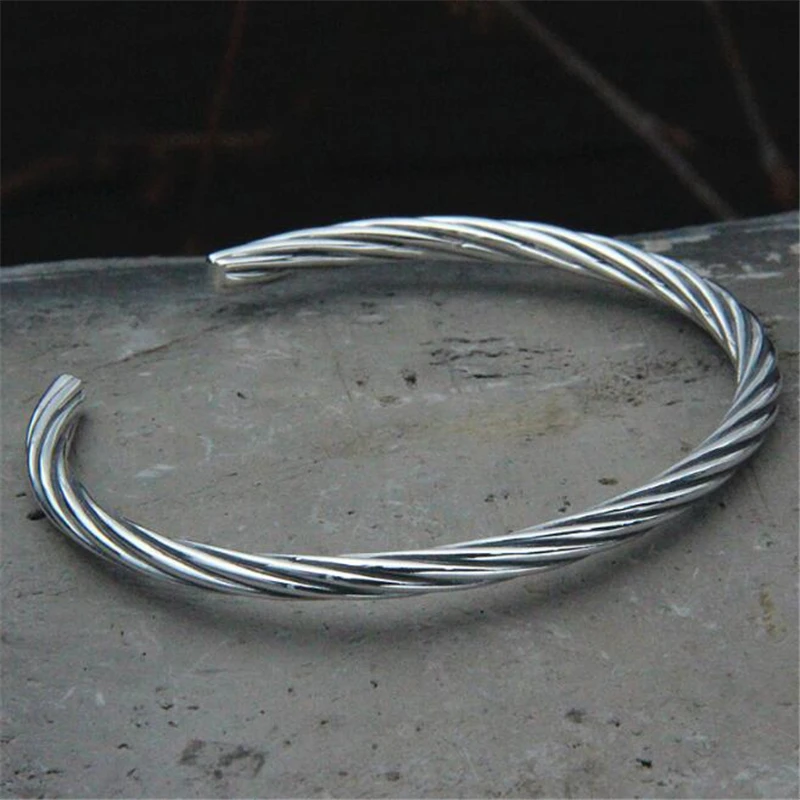 

Luxury Twisted Open Cuff Bracelet Bangle 925 Sterling Silver Twisted Cuff Bracelets For Women Fashion Jewelry