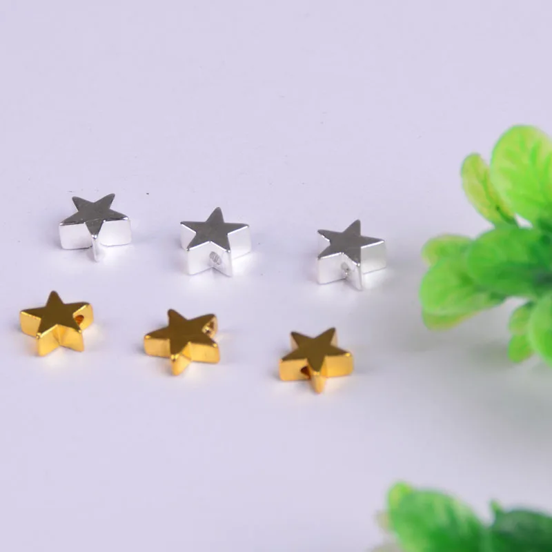 

50pcs/lot Metal Charms for Jewelry DIY Making silver star Beads Spacer Bead for necklace