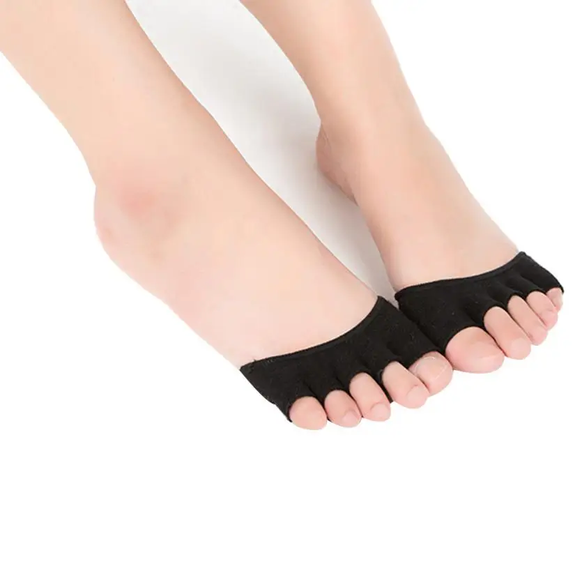 Women Invisible Yoga Gym Backless Toe Socks Half Grip Heel Five Finger