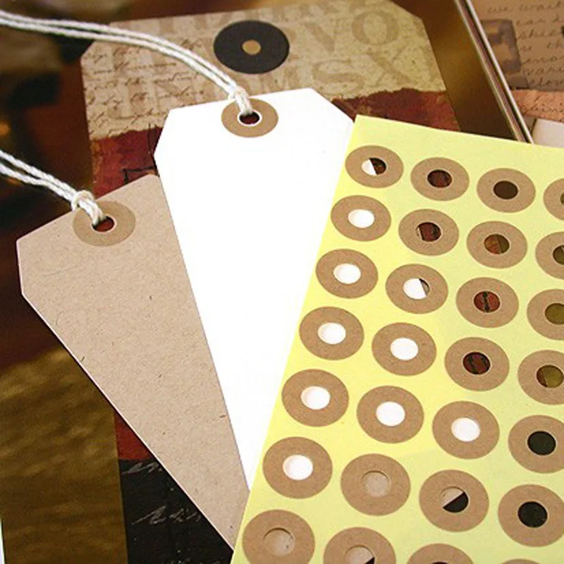 

140pcs Kraft Gift Tags Ring Stickers Colorful Hole Sticker for Gift Paper Tags Hang Tags Party Decoration Gift Box Sticker
