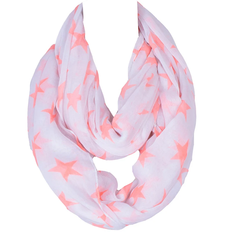 

Scarves Women 2019 Infinity Scarf Small Star Print Polyester Ring Scarves Gifts Women Small Loop Scarfs 180*50 cm