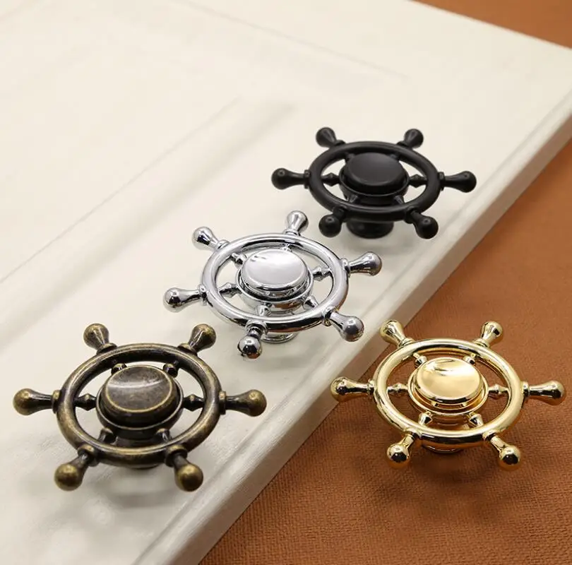 أربعة ألوان الزنك سبيكة واحدة حفرة السفينة الدفة مقبض خزانة درج مجلس الوزراء الباب الدائر الأطفال الكرتون الأثاث مقبض
