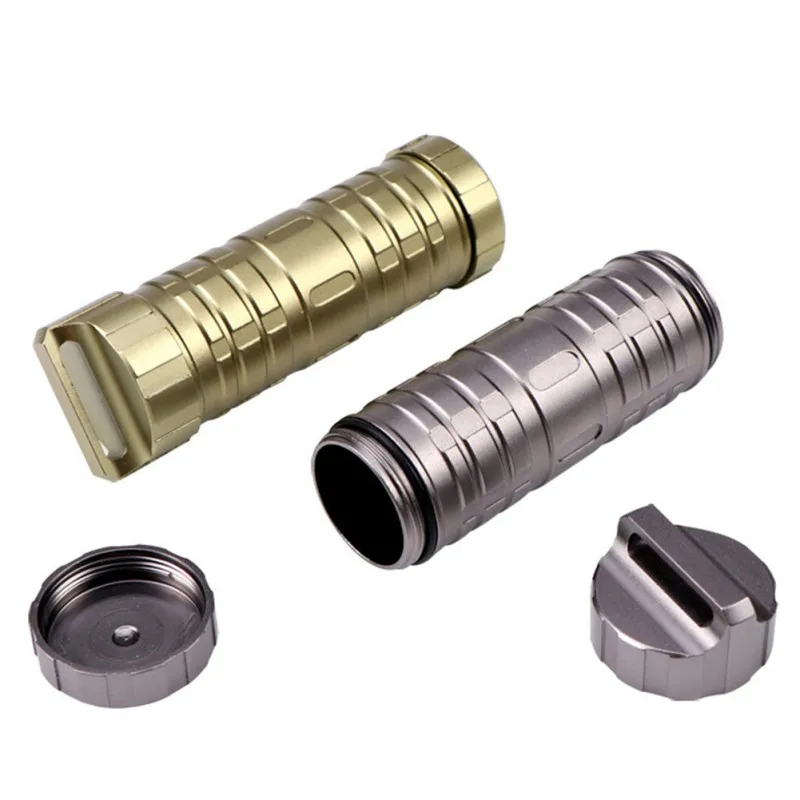 

Large Waterproof Pills Alcohol Storage Container Aluminium Alloy Holder Key Chain Hanging Box Outdoor Camping EDC Tools