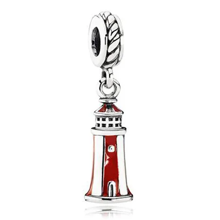 

Authentic 925 Sterling Silver Charm Enamel Lighthouse Dangle Pendant Charms Fit Pandora Bracelet Bangle DIY Jewelry