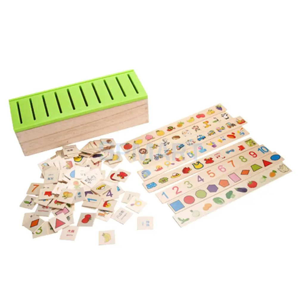 Wooden Classification Toy Box Montessori Kids Pattern Matching Classify Toy