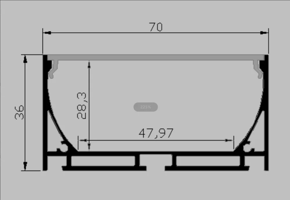 70x36 мм большие размеры Потолочные стены подвесной линейный световой светодиодный Алюминиевый Профиль крыла для светодиодный полосы света