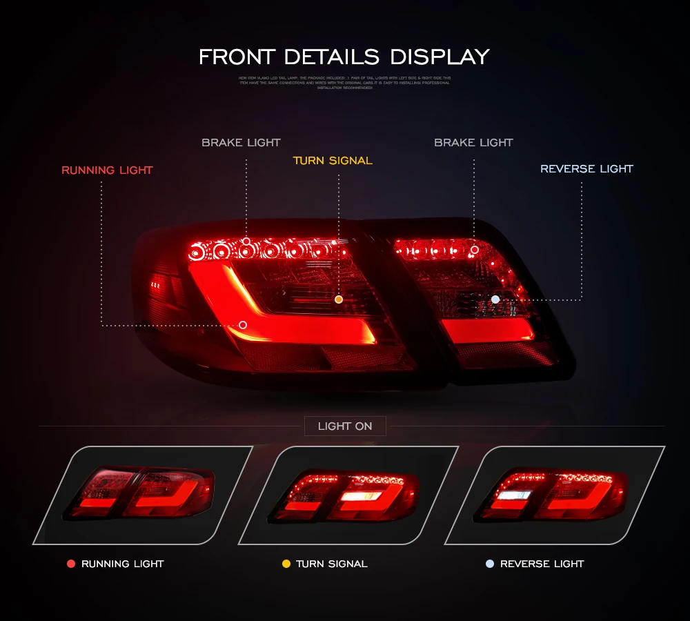 Vland автомобильный Стайлинг для 2007-2011 Toyota Camry задний свет, светодиодные задние фонари в сборе задний фонарь