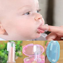 Детская зубная щетка для пальцев, Силиконовая зубная щетка+ коробка, детская зубная щетка из чистого мягкого силикона для младенцев, резиновая Чистящая Щетка