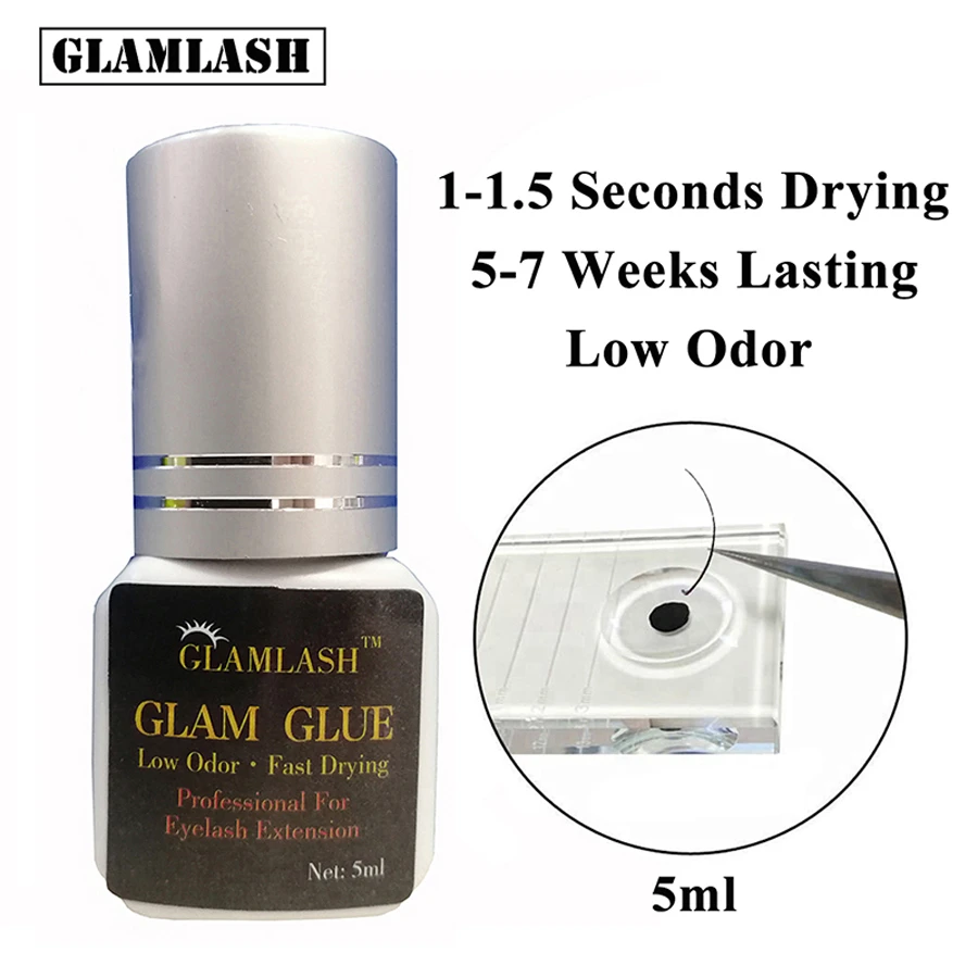 

GLAMLASH 5/10ml Eyelash Extension Glue Suppliers Adhesive 1 Sec Drying Time 9 Weeks Maximum Bond Individual For Professional Use
