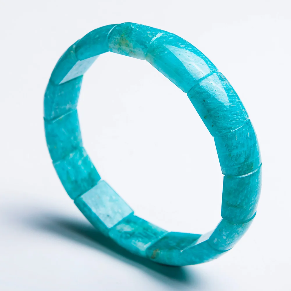 

Genuine Natural Ice Amazonite Green Gemstone Crystal Rectangle Bead Stretch Bracelets 13x7mm Women AAAA Drop Shipping